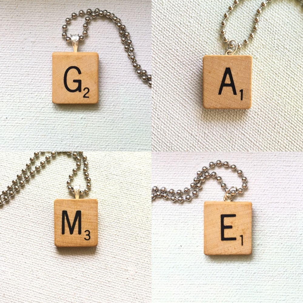 CUSTOMIZED Scrabble® Tile Initial Pendant Necklace - Picture 7 of 7